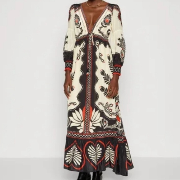 Caroline Constas satin long sleeve passion scarf maxi dress - Picture 6 of 10